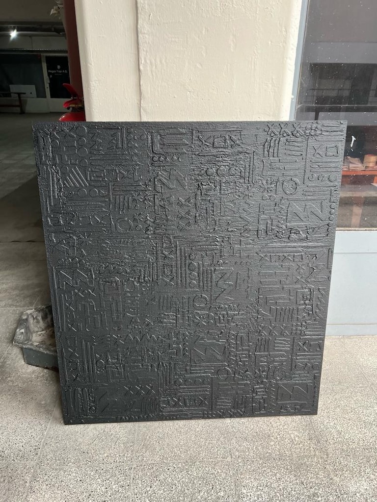 TABLO EL İŞÇİLİĞİ MDF ÜZERİ DOKULU KABARTMALI TEKNİK80x100 SİYAH TABLO - 7