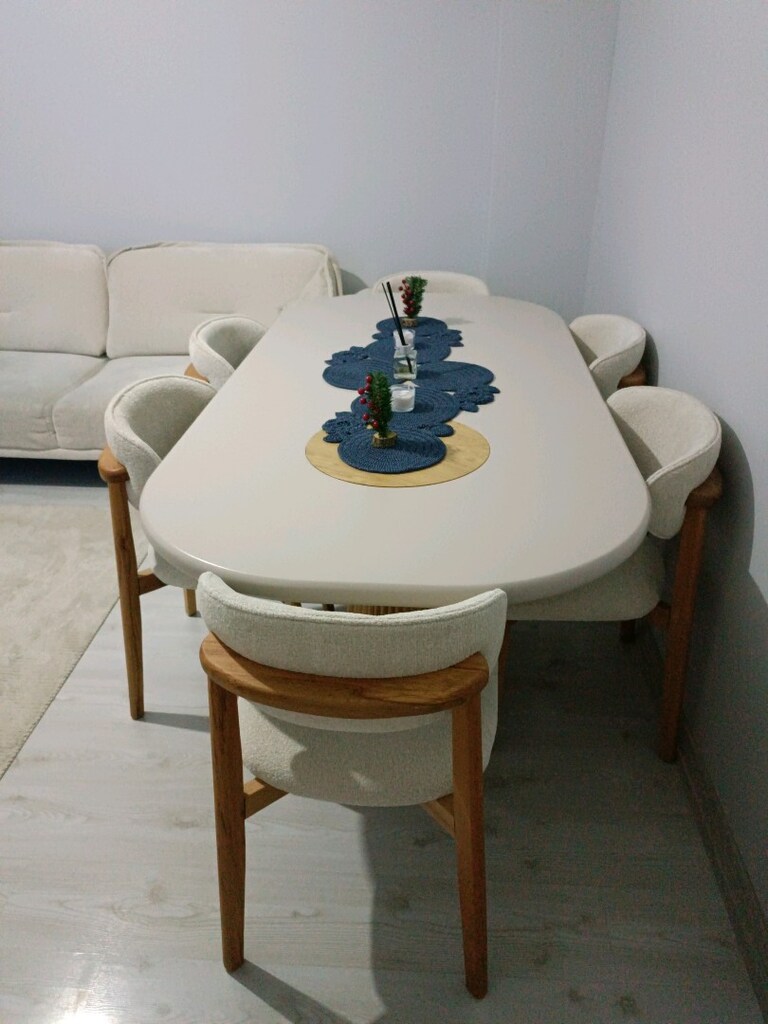 Özel Tasarım Ceviz Ağacı Yemek Masası + 6 Sandalye | Sıfır Ayarında - 4