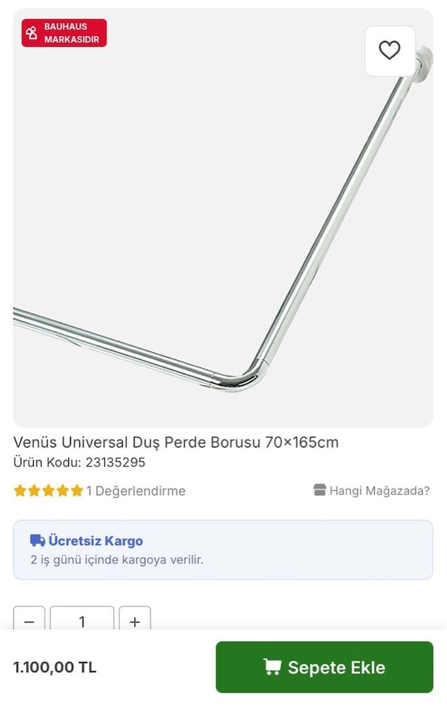 Venüs (bauhaus markası) - kutusu açılmamış duş borusu - 2