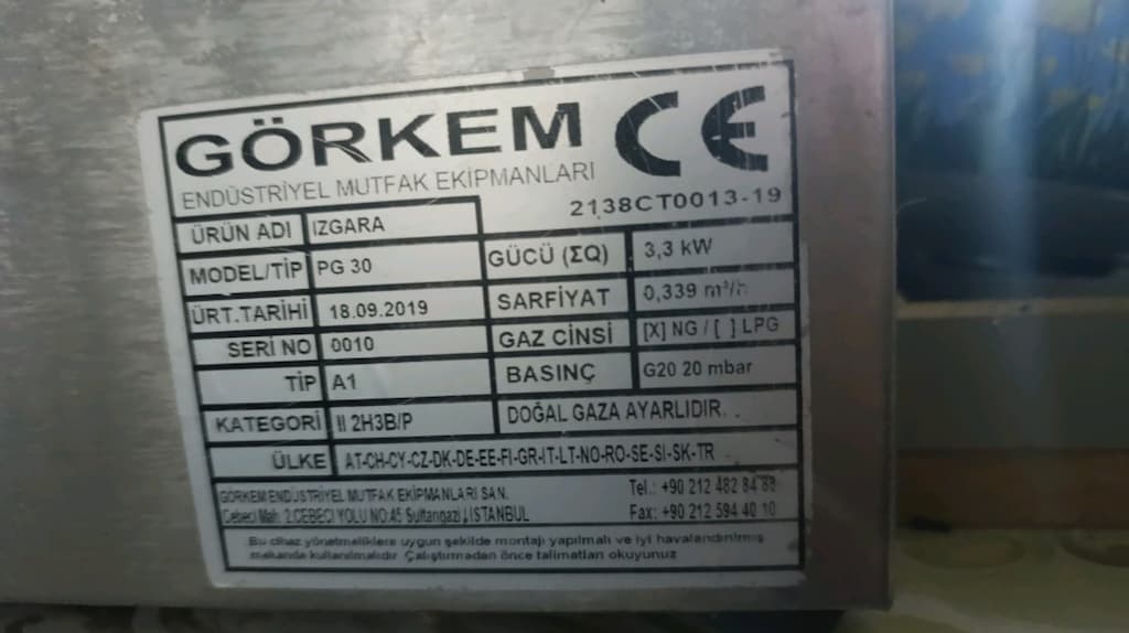Görkem PG 30 Gazlı Sanayi Tipi Düz Pleyt Izgara (Doğalgaz / LPG) - 5