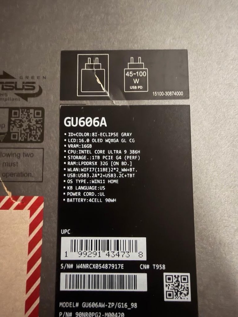 Asus rog zephyrus G16 2026 Oled rtx 5080 Kapalı kutu, 32Gb ram , - 3