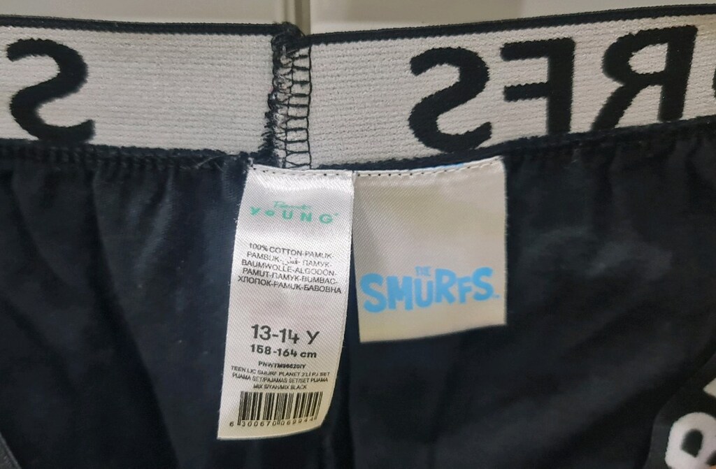 SMURFS Penty young 13-14 yaş tayt. %100 coton. Beli lastikli ve yazılı - 5