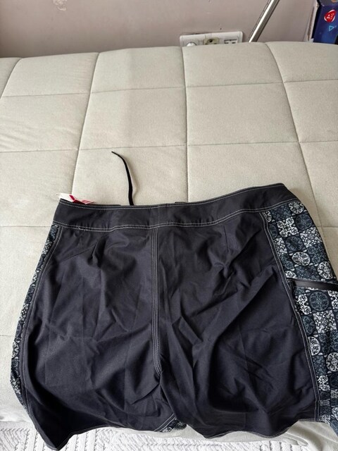 Erkek Uzun 19" Deniz Şortu/Boardshort - Siyah - Desenli - 500 ARCH