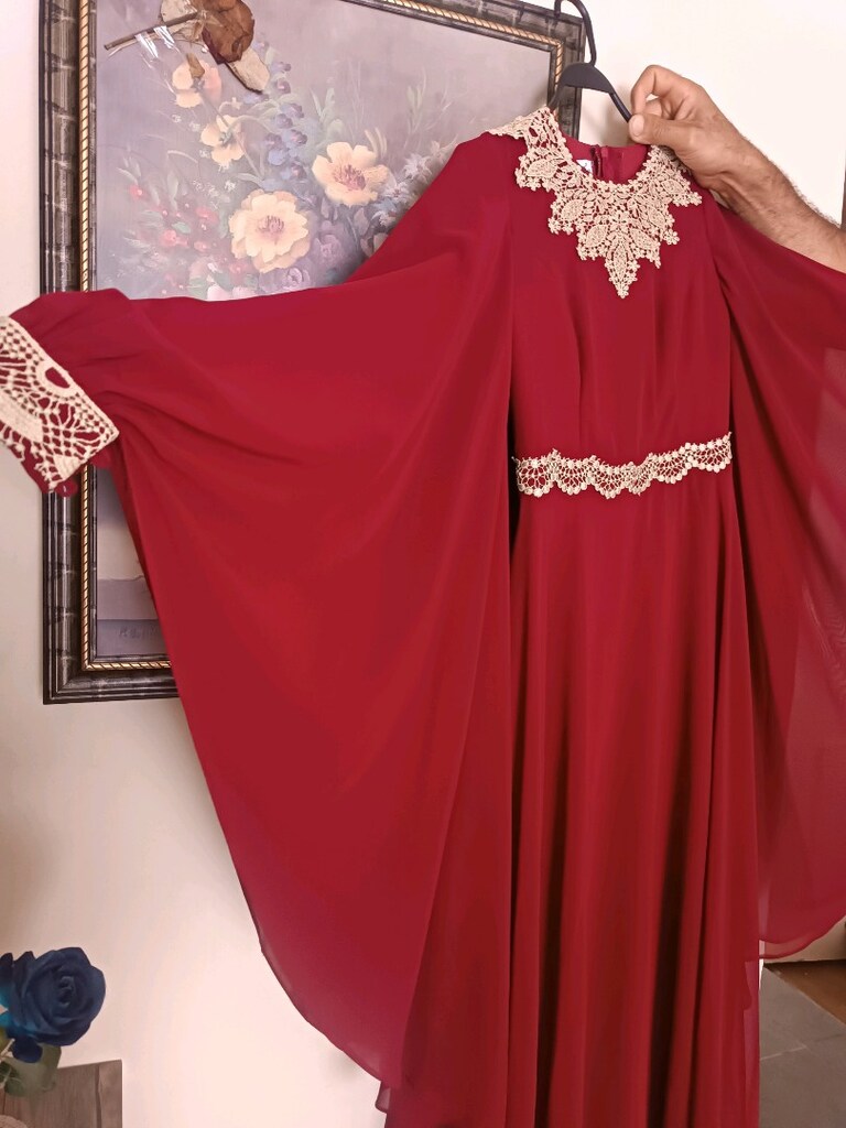 bordo şifon abiye - 2
