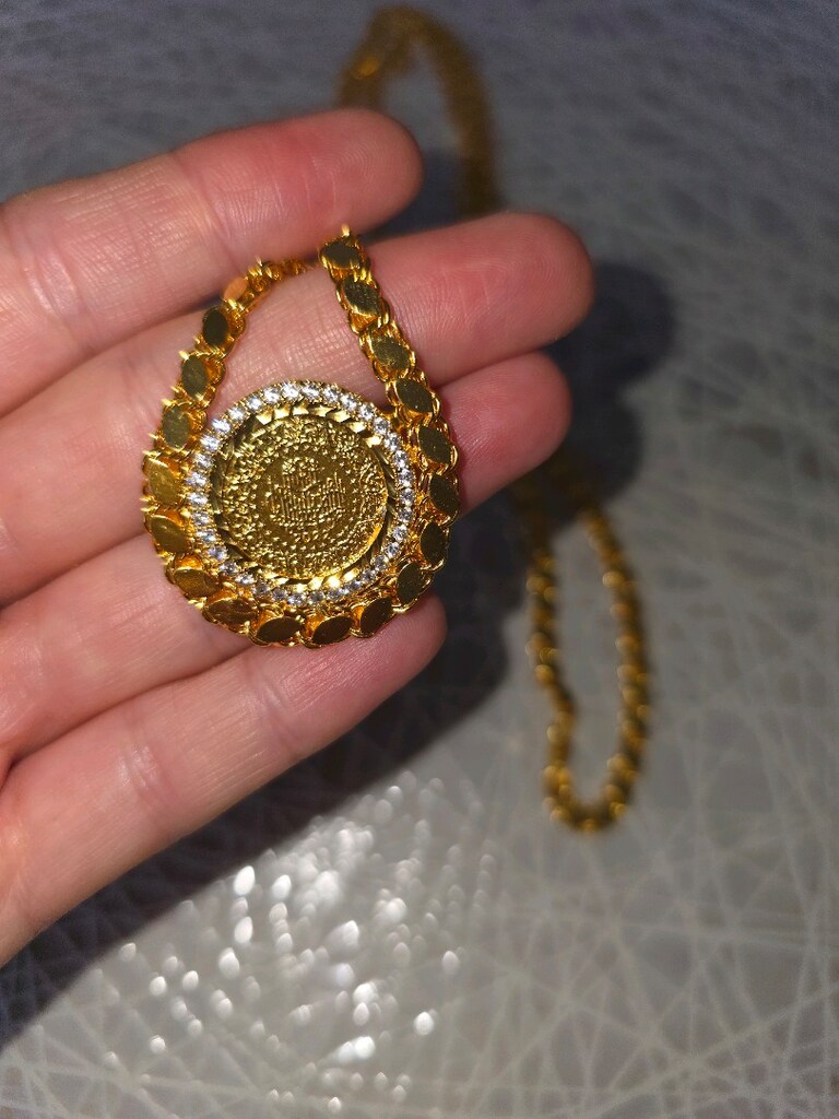 altın kaplama zincir kolye pullu - 2