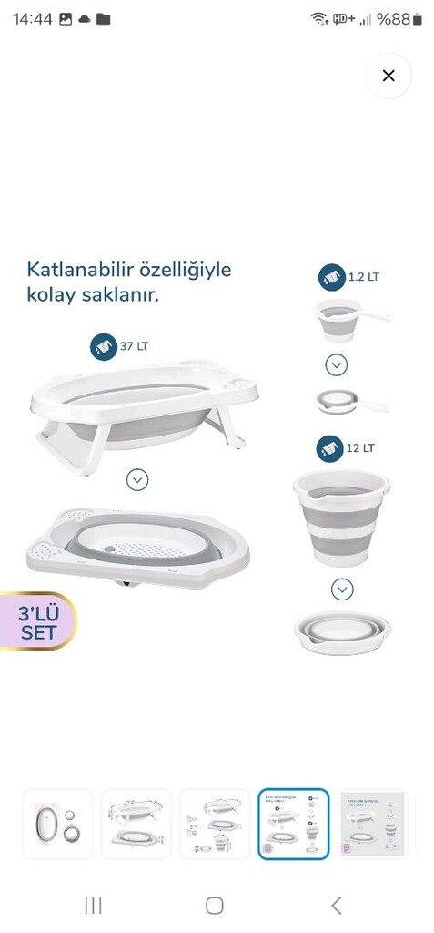 SIFIR BABY PLUS KATLANABİLİR 3LÜ KÜVET SET - 4