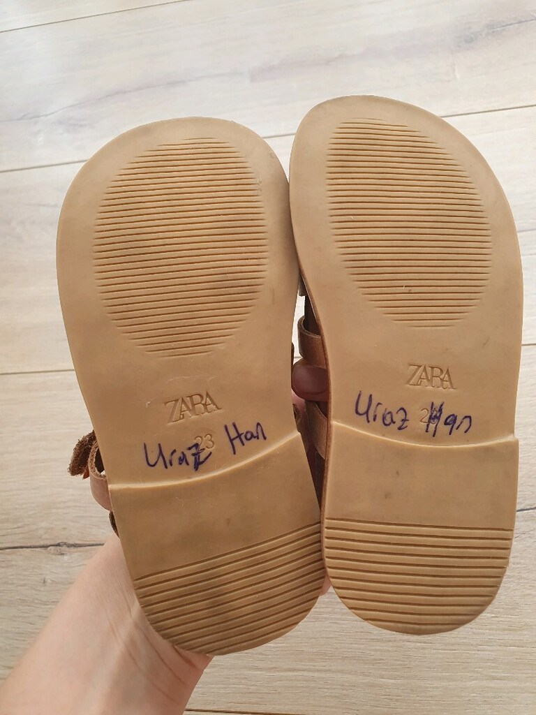 Zara bebek çocuk hakiki gerçek deri sandalet 23 numara taba ayakkabı - 5