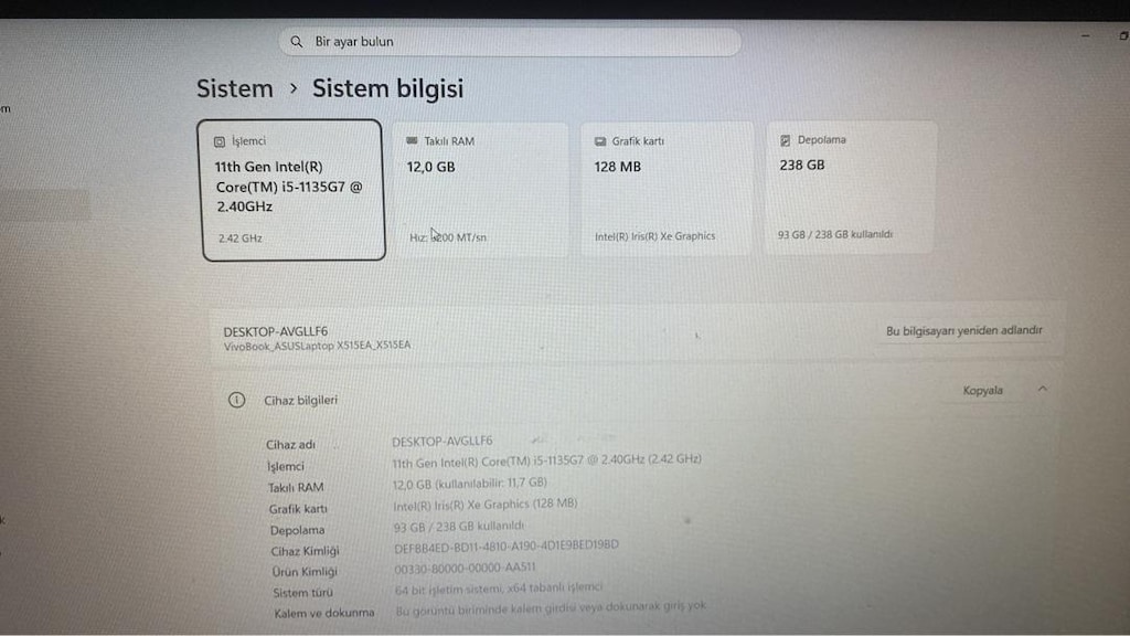 Asus X515E laptop - 5