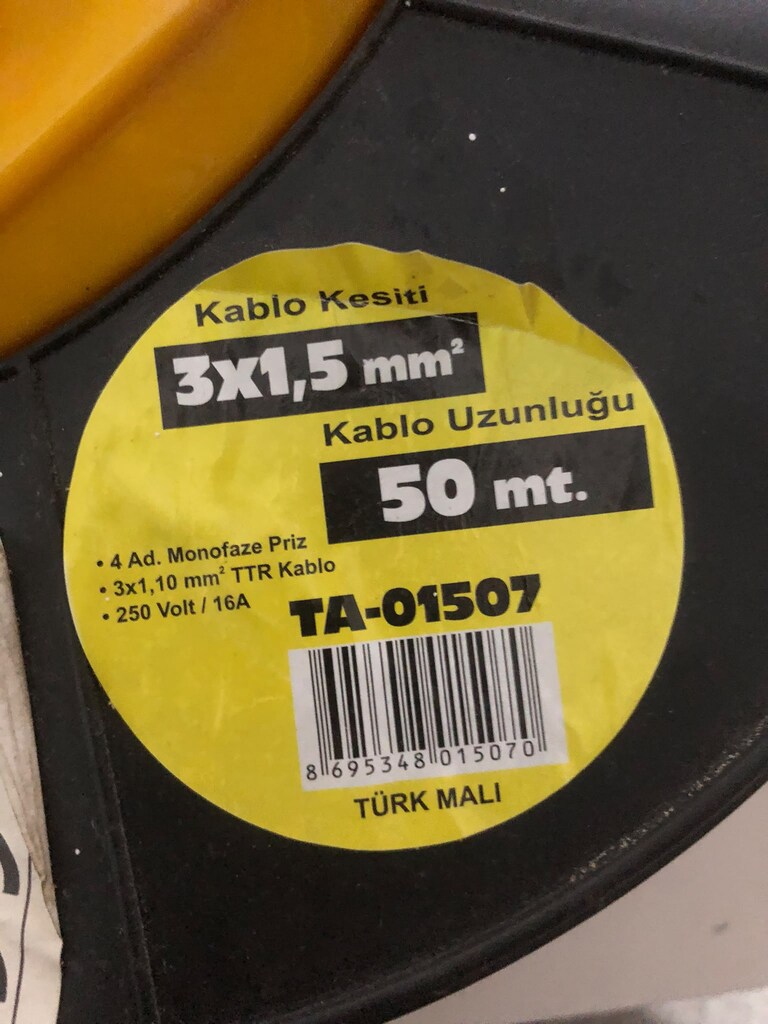 topart uzatma kalbosu 50 m 3x1,5 mm - 2