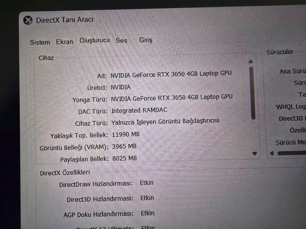 ASUS VIVOBOOK I5 12TH 2 TB M2 SSD RTX EKRAN KARTI - 8