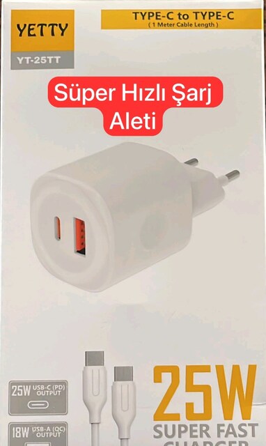 25W Süper Hızlı Şarj Aleti