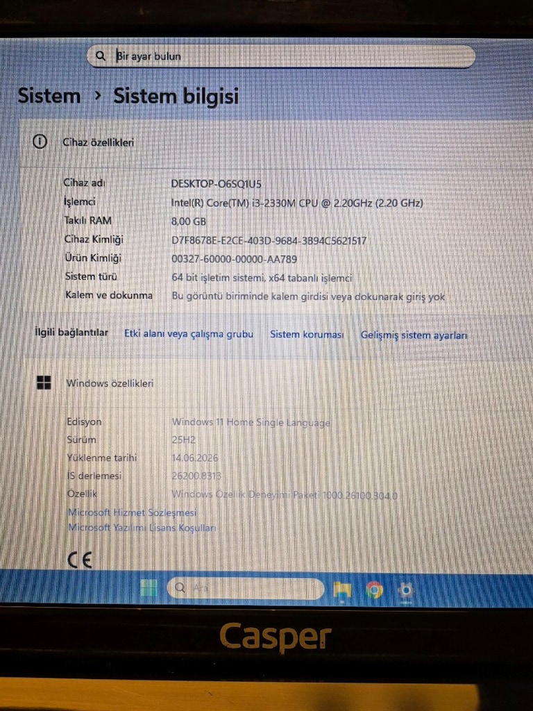 Laptop CASPER i3 İşlemci Çift Ekran Kartı 8GB Ram SSD - 5