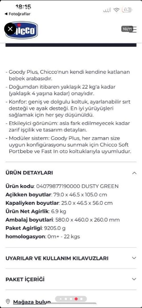 chicco goody plus bebek arabası katlanır kabin boy - 10