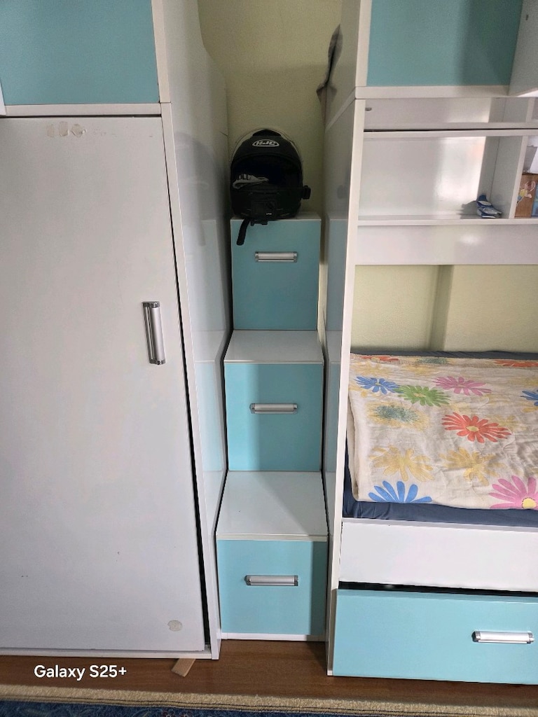 Beyaz Açık Mavi Özel Yapım Ranza - 4