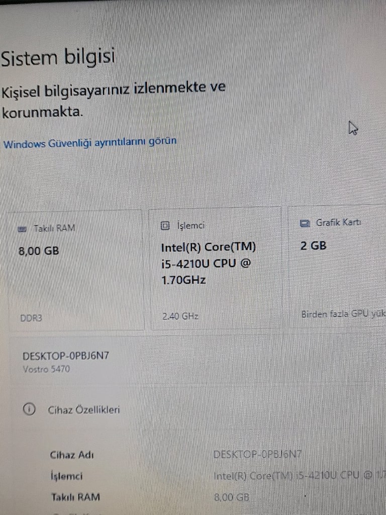 Dell Vostro 5470 i5 4 nesil laptop 8 GB RAM 120 ssd 3 saat batarya - 3