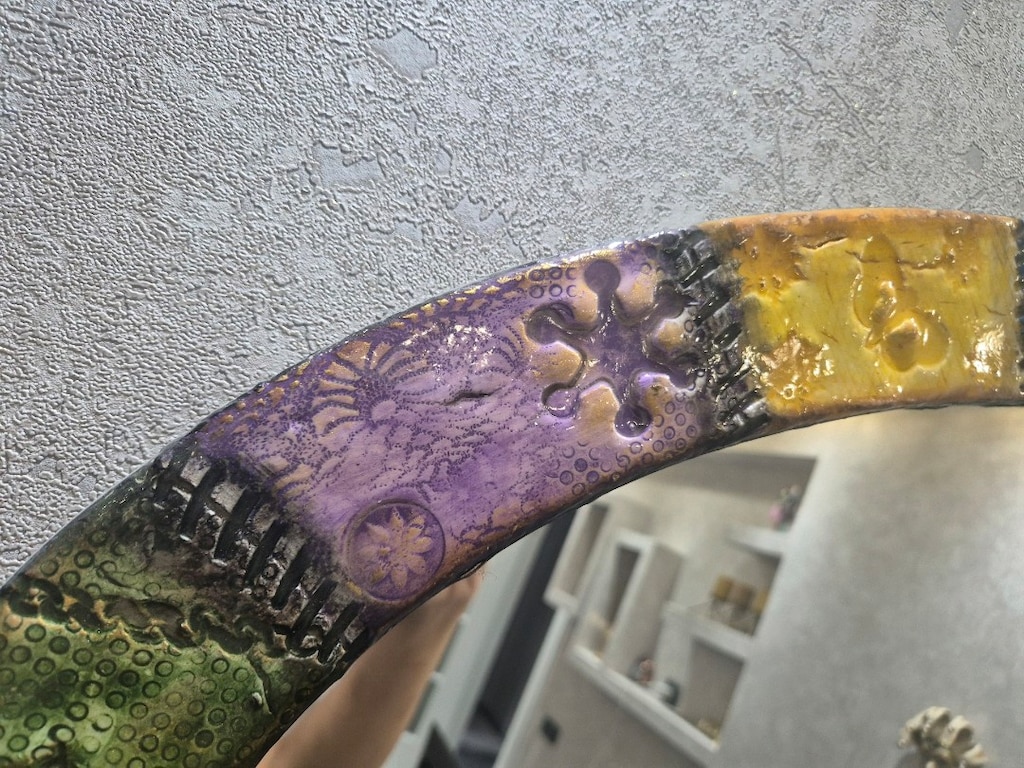 Ayna_130x76 cm Özel Tasarım El Yapımı Seramik Çerçeveli Oval Ayna - 3