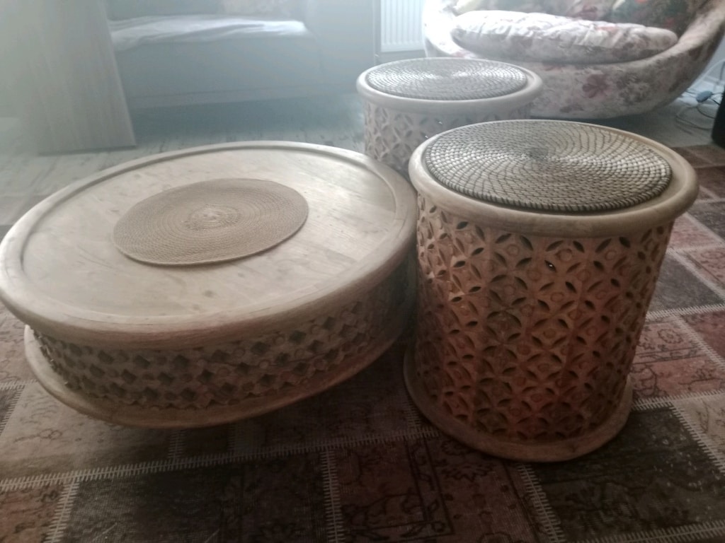 el yapımı ahşap sehpa seti - 2
