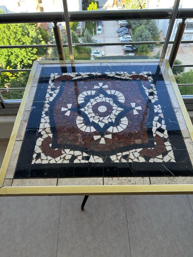 özel yapım mermer işlemeli masa 78en78 boy 75 yükselik - 7