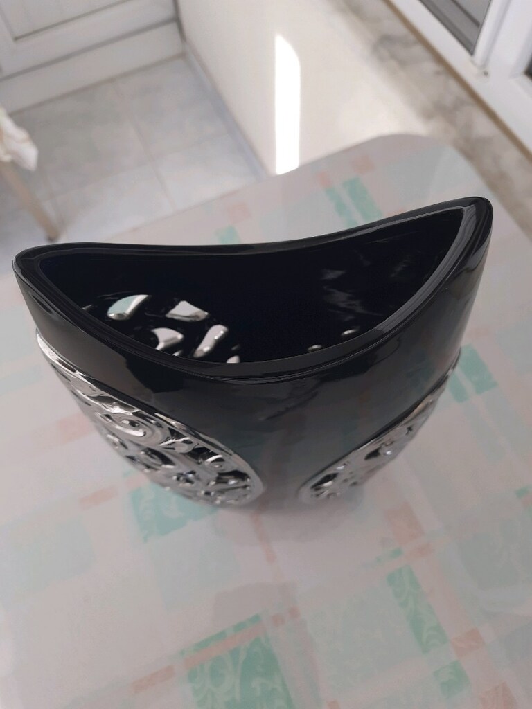 TESLİM:AKÇAY SIFIR SİYAH SERAMİK VAZO YÜK:40 CM.GENİŞLİK:16 CM EN:7CM - 3