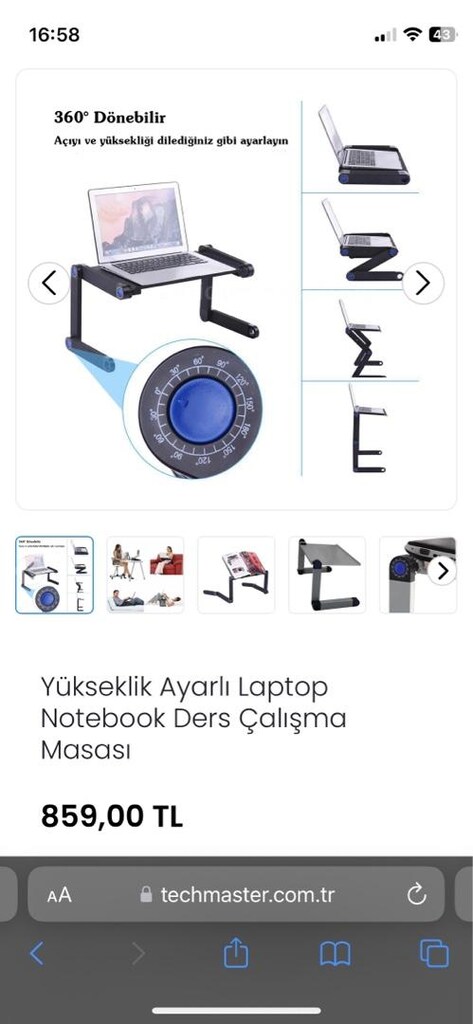 Yükseklik Ayarlı Laptop Ders Çalışma Masası - 4