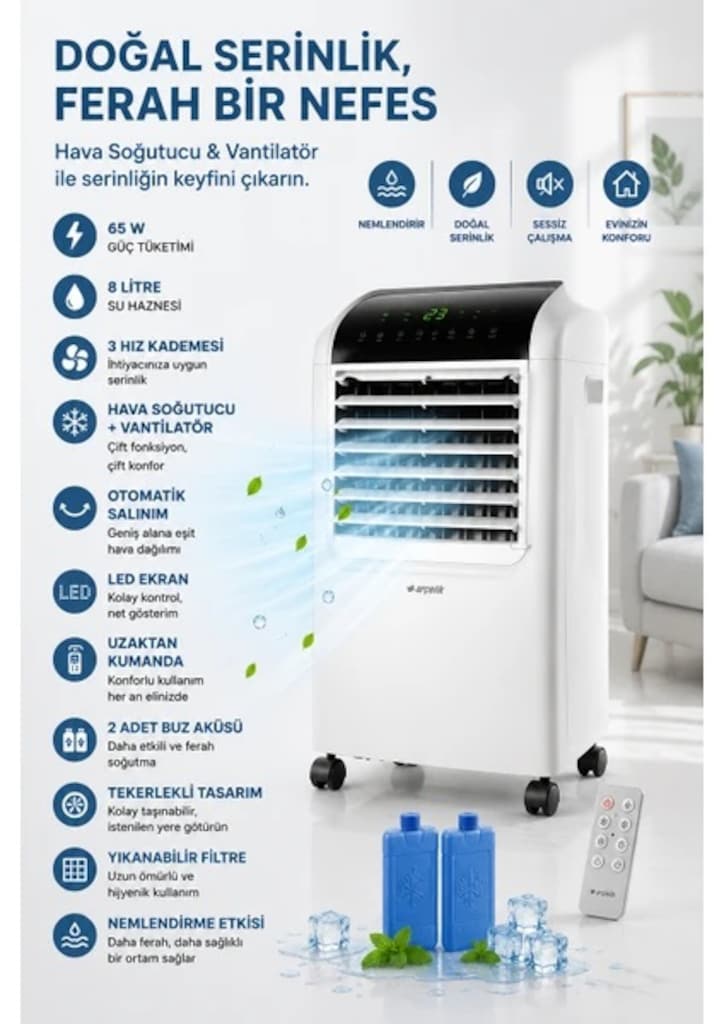 Arçelik AC 6030 İyonizerli Evaporatif Hava Soğutucu - Taşınabilir - 4
