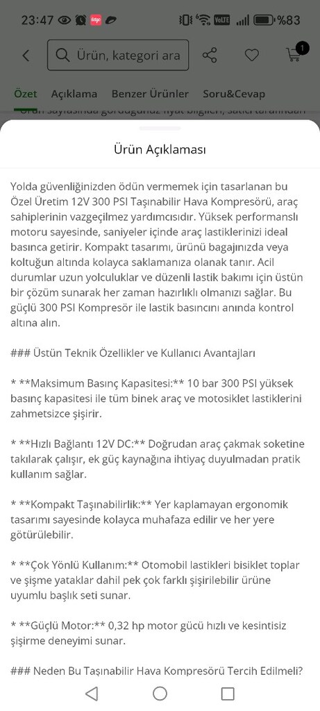 HavaKompresör 12V 300 PSI Kompakt Lastik Basınç Ayarı Güçlü Performans - 5