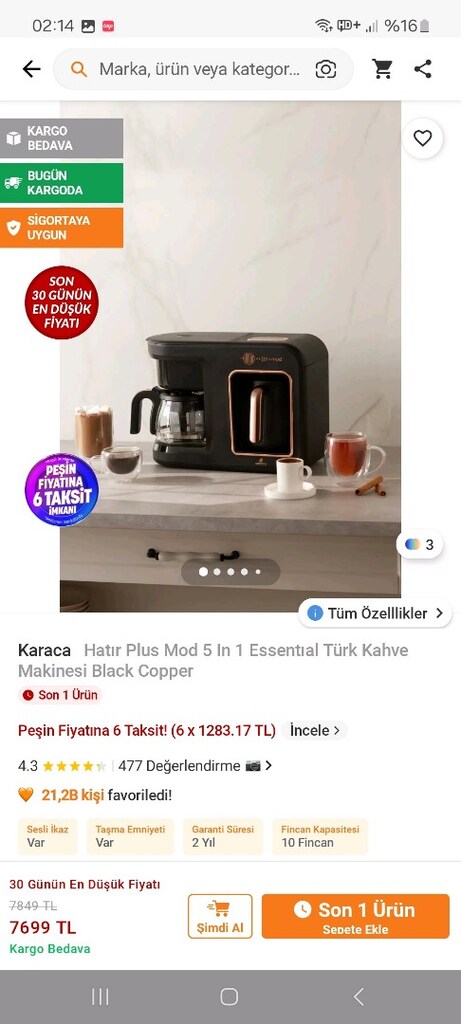 sıfır ayarında karaca marka kahve makinesi - 4