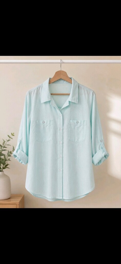 Butik Özel Dikim Mint Salaş Kadın Gömlek