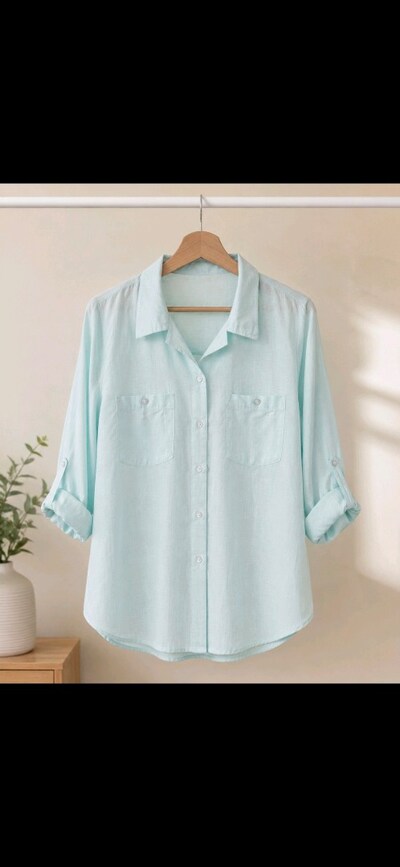 Butik Özel Dikim Mint Salaş Kadın Gömlek
