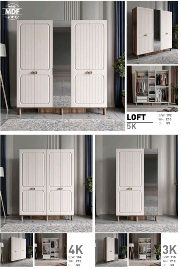 5 Kapılı MDF Gardırop, 5 Kapaklı MDF Dolap - 6