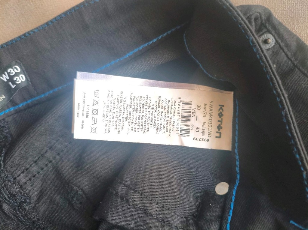 Koton siyah kot. W:30 L:30 beden. Justin model. süper skinny fır. dar - 3