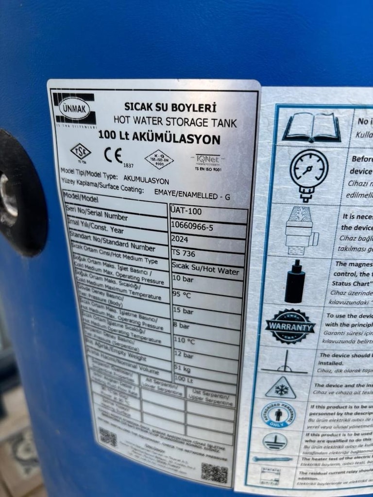 SICAK SU BOYLERİ 100LT AKÜMÜLASYON - 2