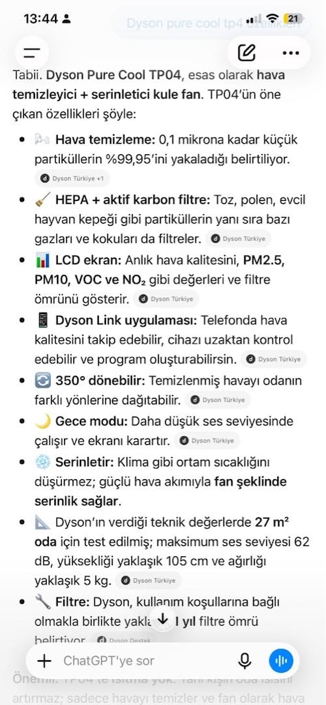 dyson hava temizleyici pure cool - 13