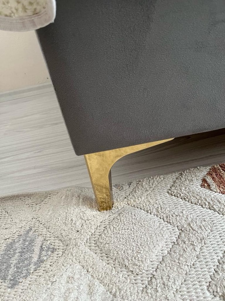 Bellona 2 adet yatak baza başlık gri renk gold metal ayak - 2
