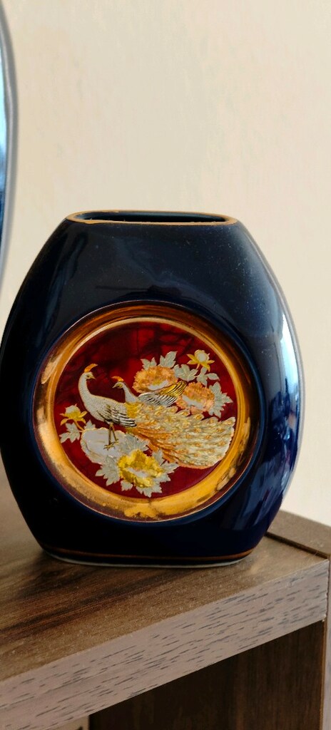 Antika Japon Chokin Art 24K Altın İşlemeli Üçlü Vazo Seti - 7