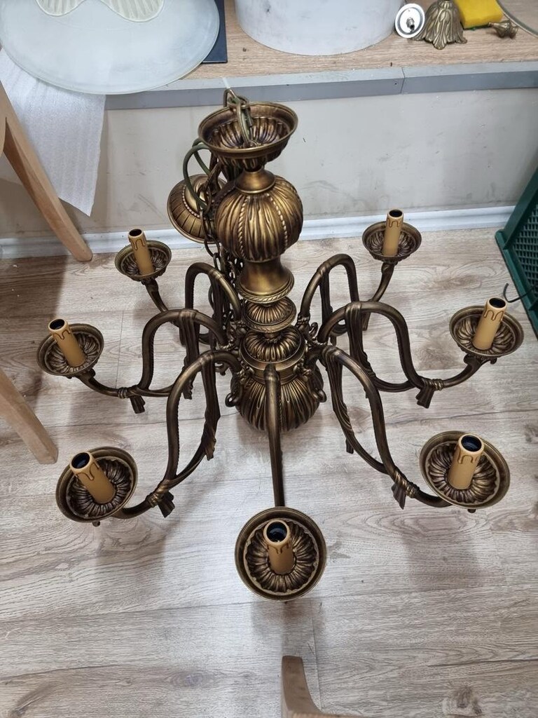 İTALYAN BAKIR BRONZ 8 Lİ ENJEKSİYON AVİZE - 4