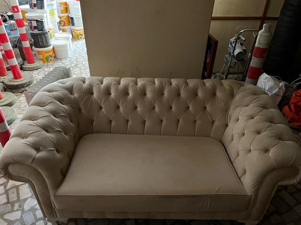 Temiz Chester 2’li Kadife Koltuk | Krem/Bej Renk | Şık Tasarım 180x70 - 6