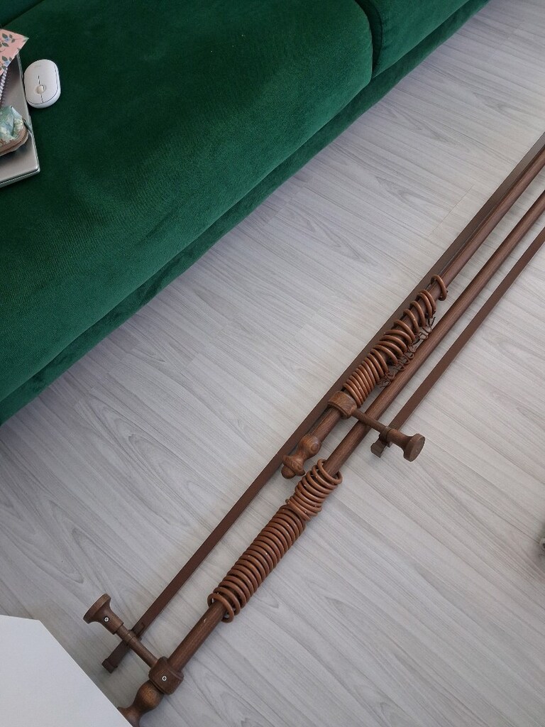 Ceviz Rustik Perde Askısı / Kornişi (4.20m) - 4