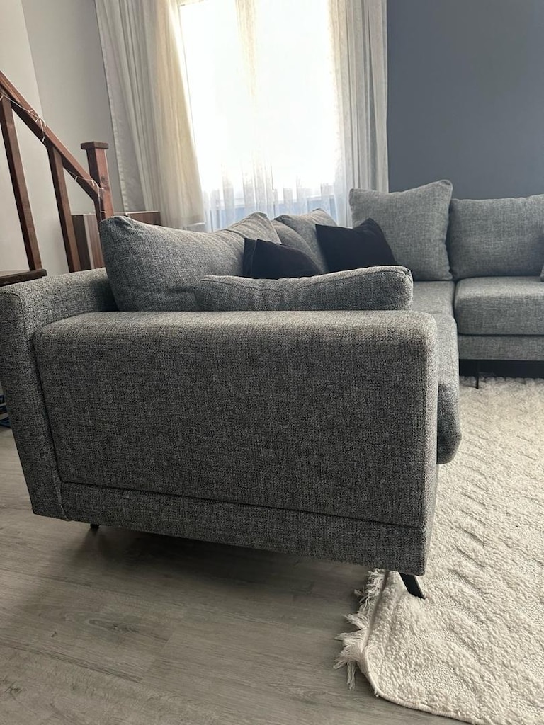 Wellart Home Roma Köşe Takımı- L Koltuk Gürgen İskelet & Keten Kumaş - 9