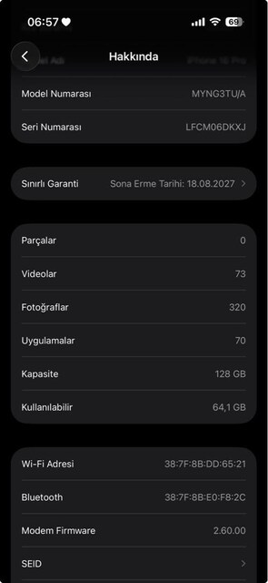 İPhone 16 pro 128 gb