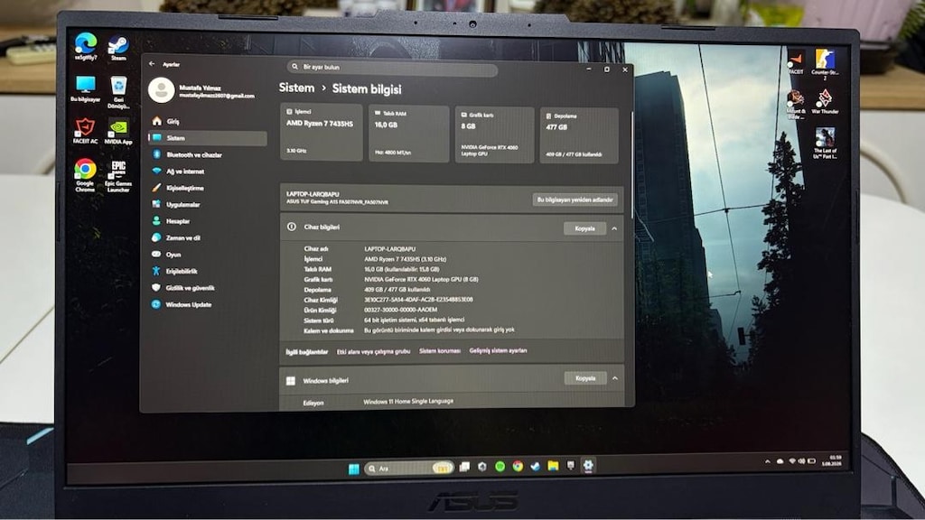 Asus TUF A15, 4060 Gaming Laptop - 8
