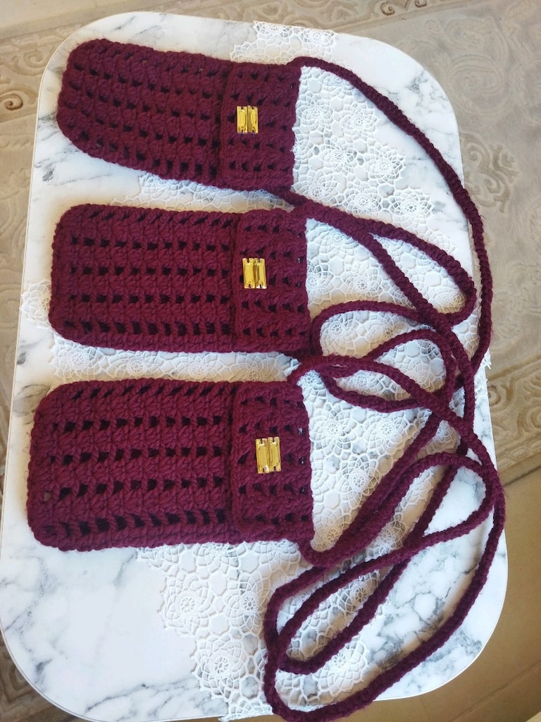 El emeği göz nuru örgü telefon cantası - 3