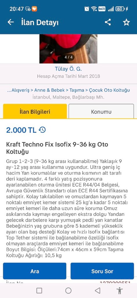 Kraft Techno Fix Isofix 9-36 kg Oto Koltuğu - 4