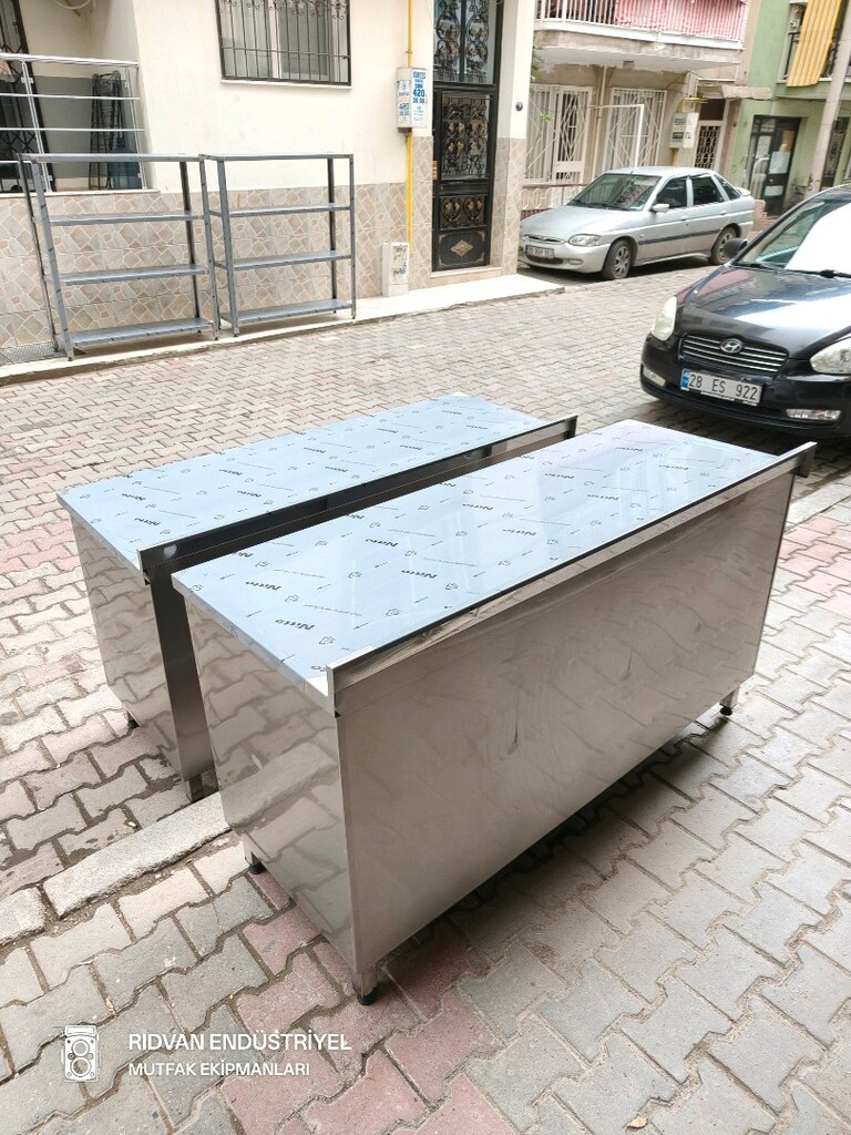 160 cm krom çalışma tezgahı krom tezgah endüstriyel hazır mutfak tezga - 15