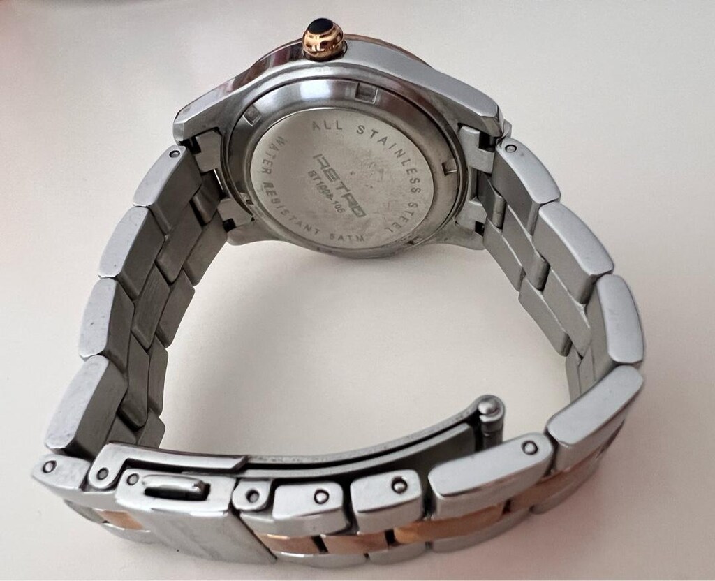 Retro Gümüş ve Rose Gold Taşlı Saat - 2