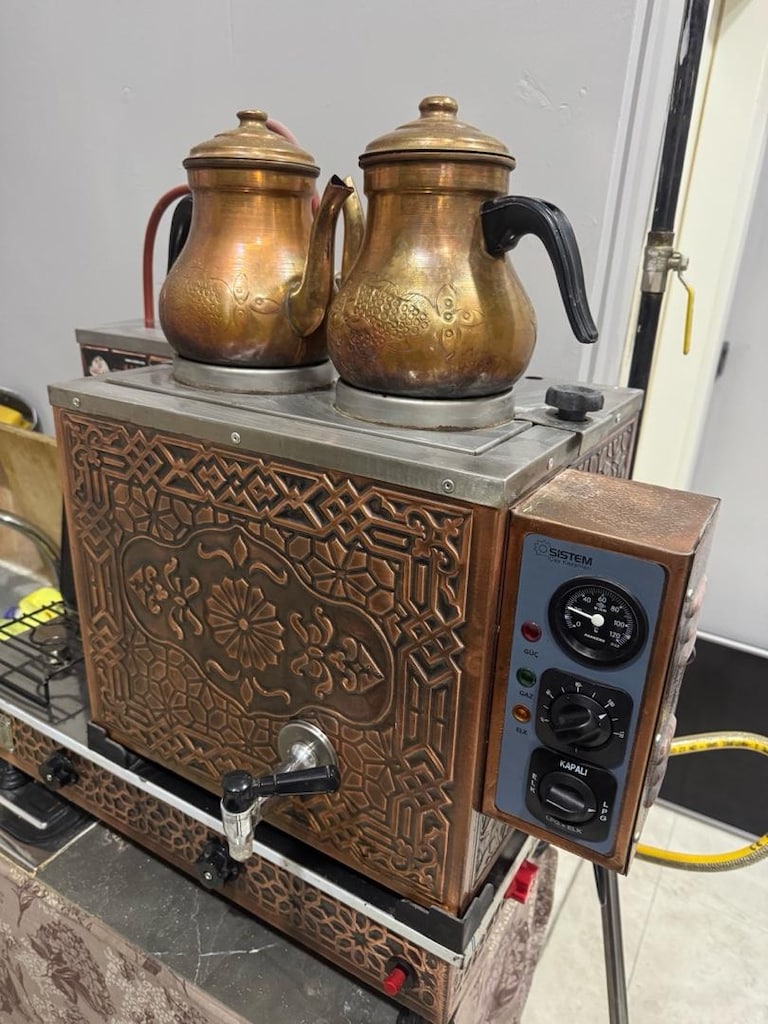 hem elektrik hem doğalgaz ile çalışan bakır çay kazanı - 3