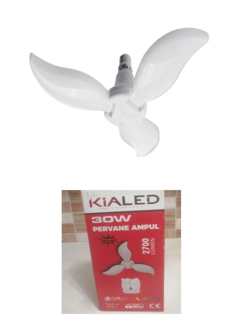 3 ADET KİALED 30W MANGO PERVANE LED AMPUL BEYAZ IŞIK 2700 LÜMEN