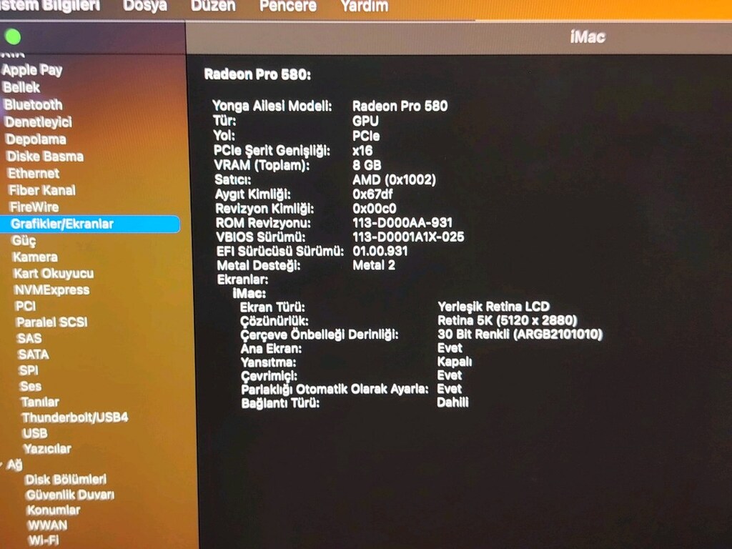 A1419 2017 İ-MAC 8GB EKRAN KARTLI 27 İNÇ 5K - 4