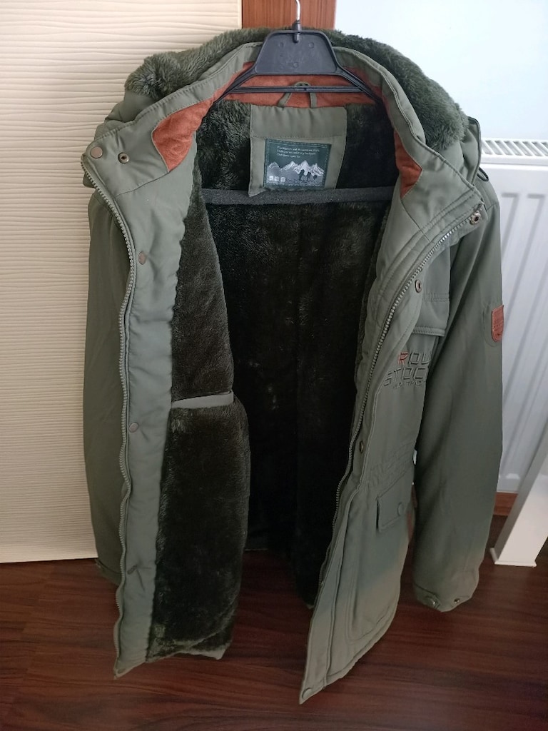 erkek haki yeşil parka - 4