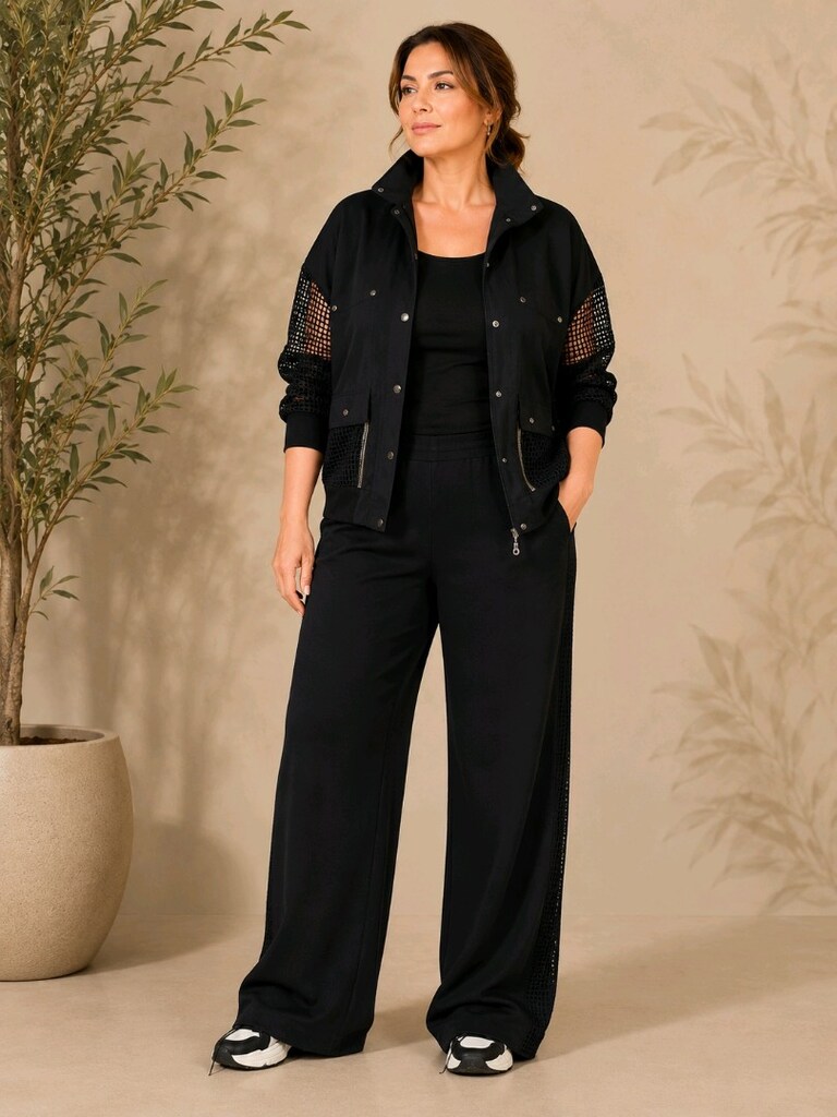 XL-XXL Siyah Fileli Ceket + Pantolon Kadın Kombin - 3